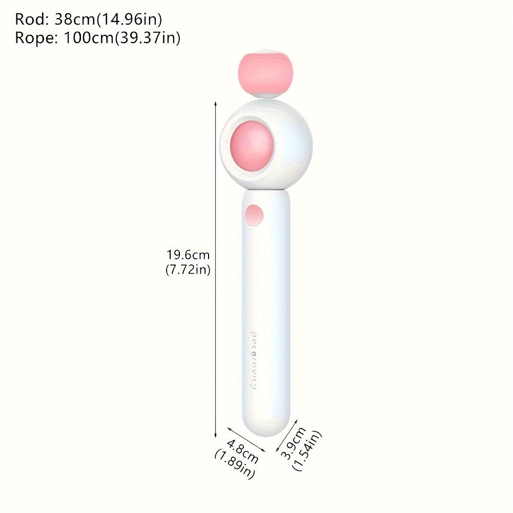 Afmetingen van de kattenteaser: stok van 38 cm en koord van 100 cm