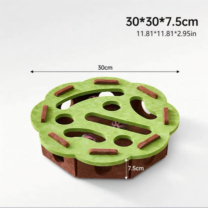 Ronde vilten kattenpuzzel in groen met afmetingen 30 x 30 x 7,5 cm